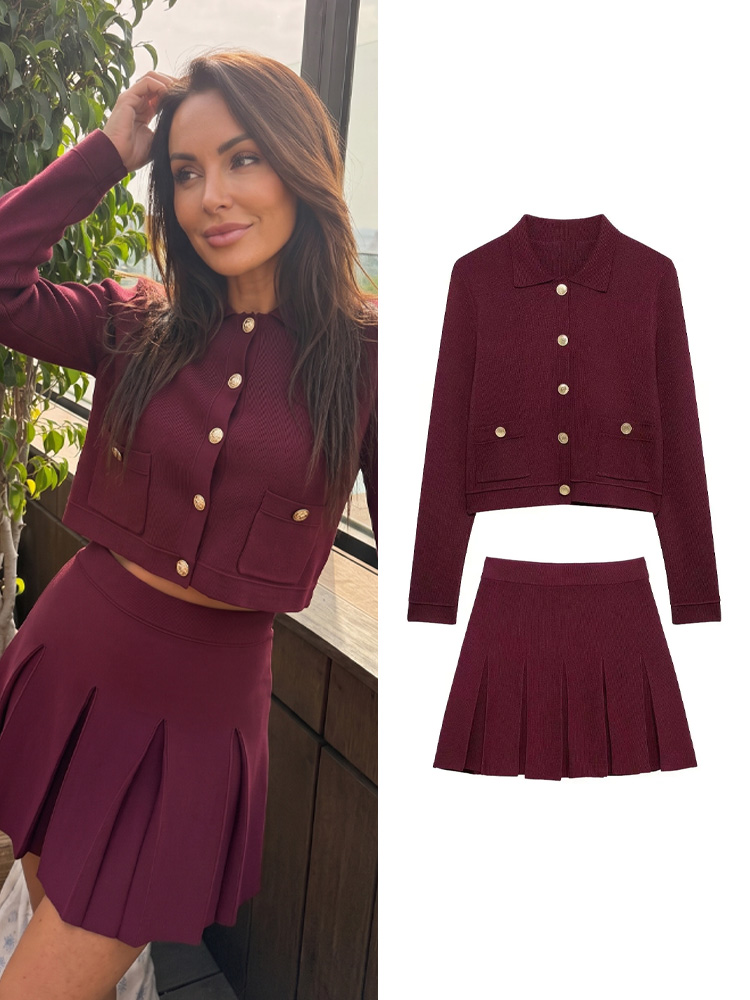Women'S Fashion Knitwear - HH Elegant Women Knitted Red Skirts
