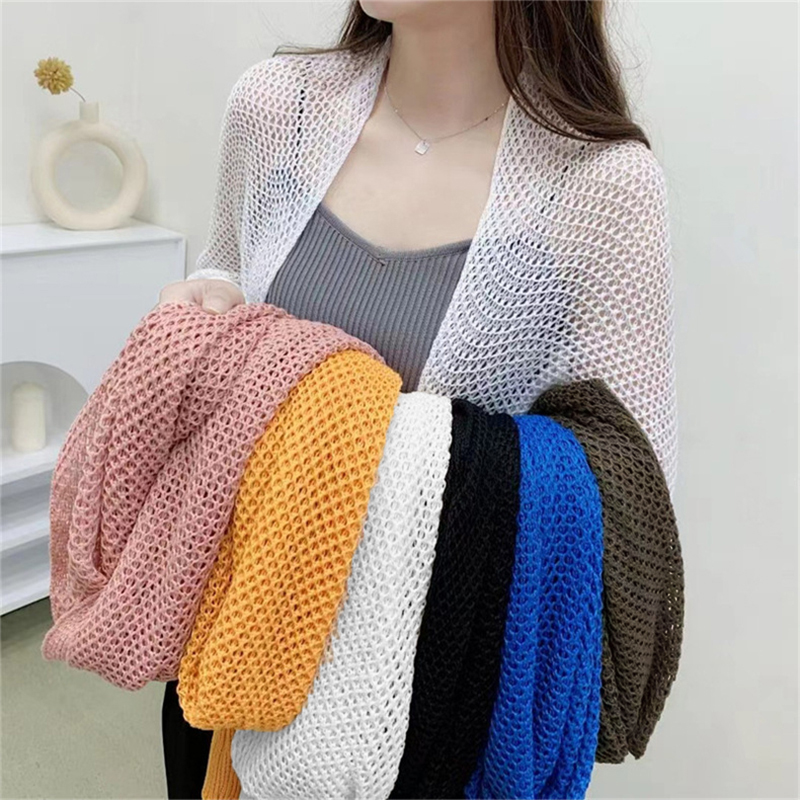 Kimono Cardigan Women - Summer Women Solid Color Hollow Out