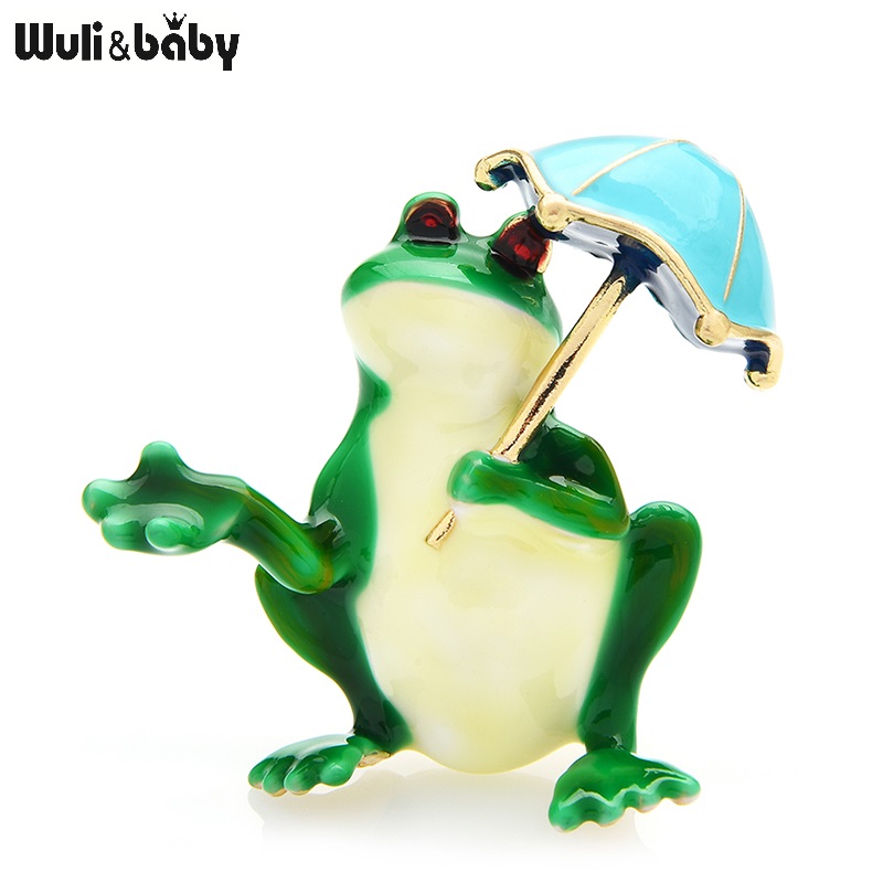 Women'S Fashion Umbrella - Wuli&baby Taking Umbrella Frog Brooches Women