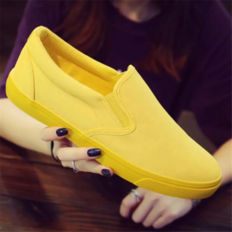 Women'S Yellow Fashion Sneakers - Men and Women Breathable Canvas Casual