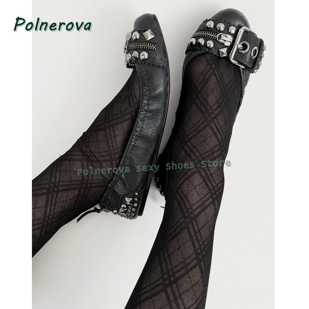 Fashion Women Belt - Rivet Belt Buckle Mary Jane Shoes