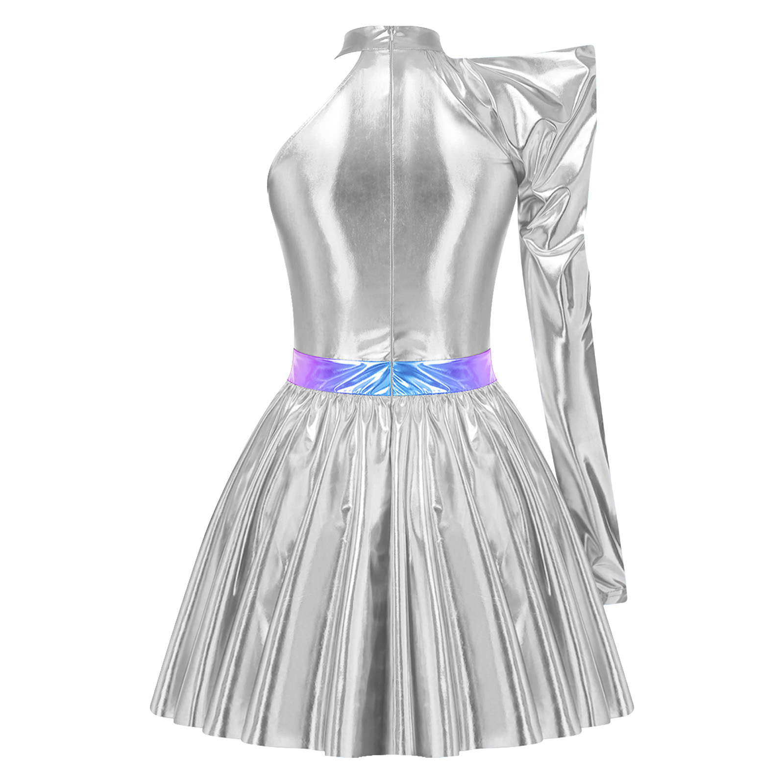 Women'S Fashion In The 80S - Women Disco Party Metallic Dress One