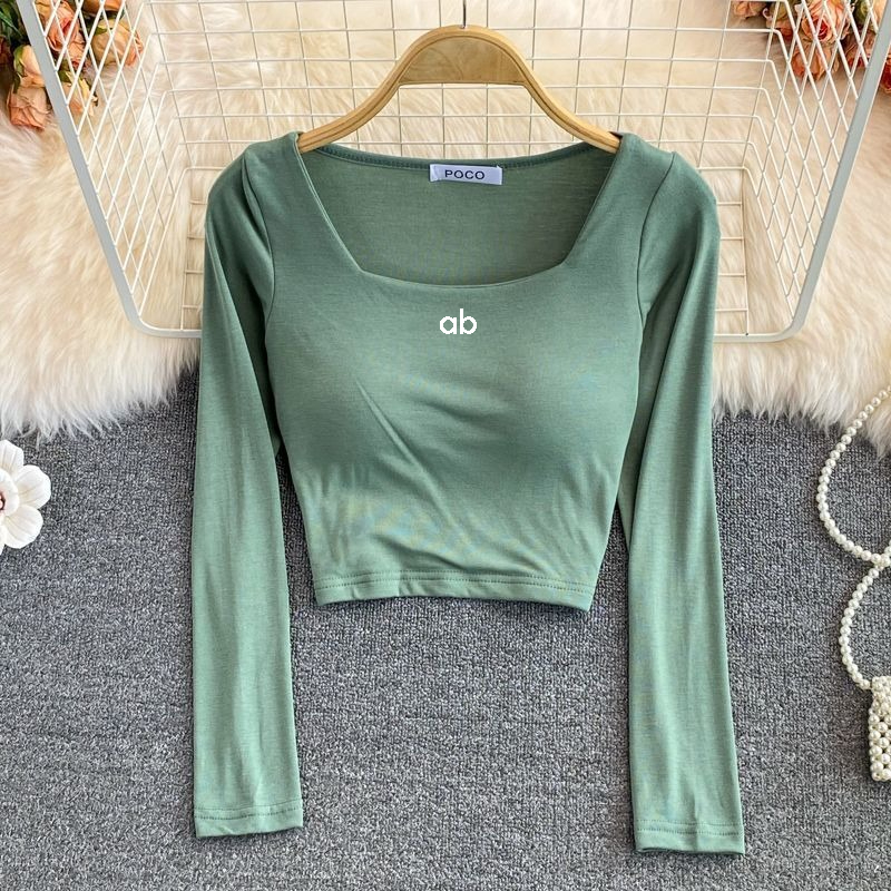 Women'S Fashion Jersey - Women Korean Fashion Square Neck Long