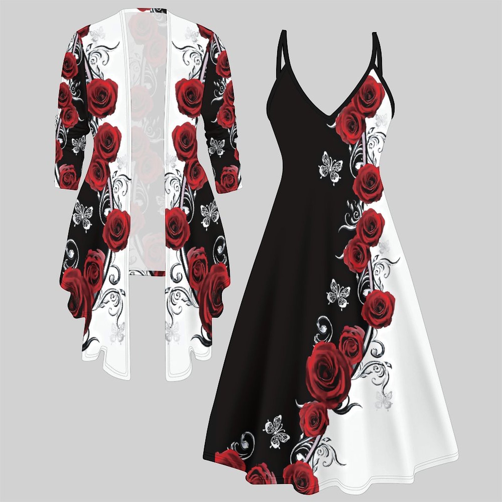 Women'S Fashion Knitwear - Print Two Piece Set Women Midi