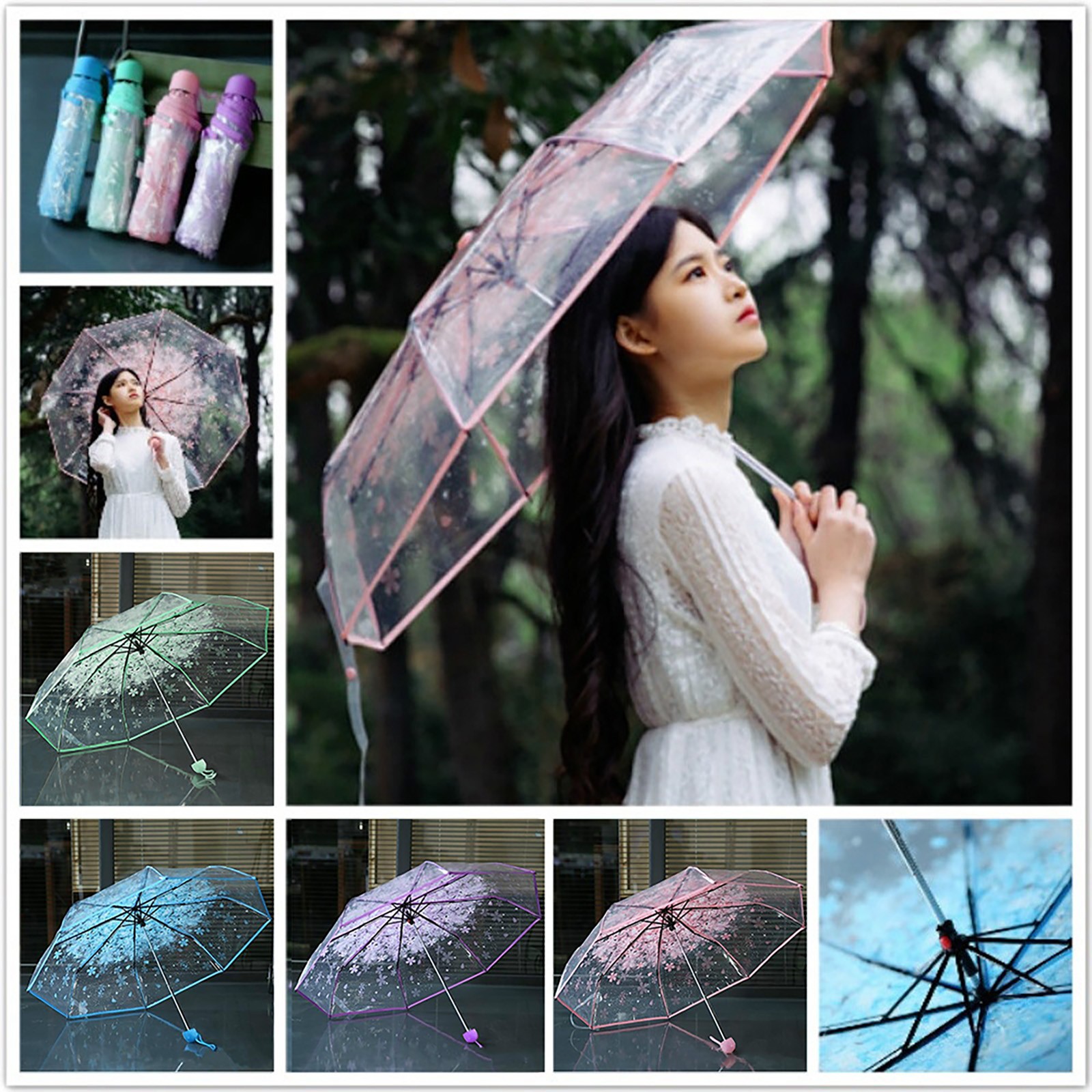 Sakura Transparent Folding Umb - Women'S Fashion Umbrella review and price