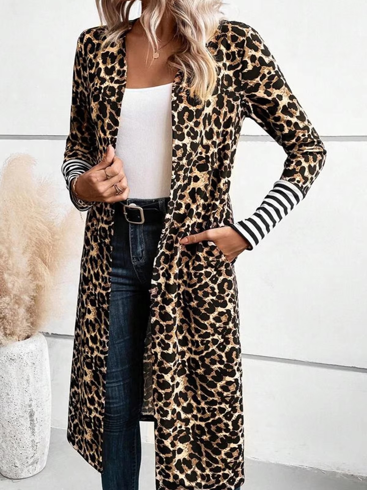 Plus Size Women Leopard Print  - Kimono Cardigan Women review and price
