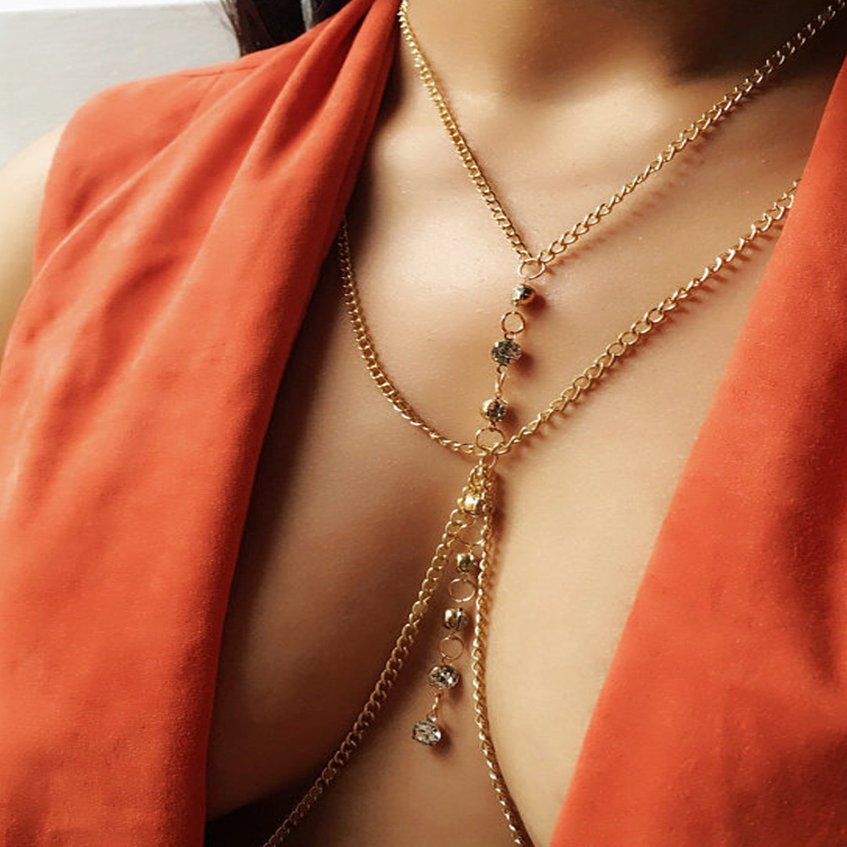 Round Crystal Chest Chain Low  - Women'S Fashion Harness review and price