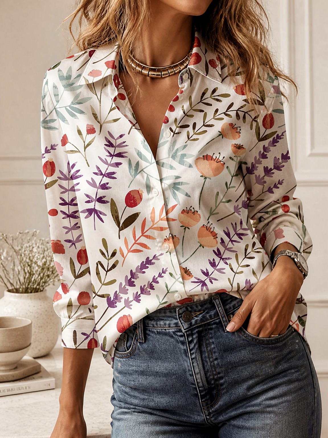 Casual All-match Collared Blou - Women'S Fashion Jersey review and price