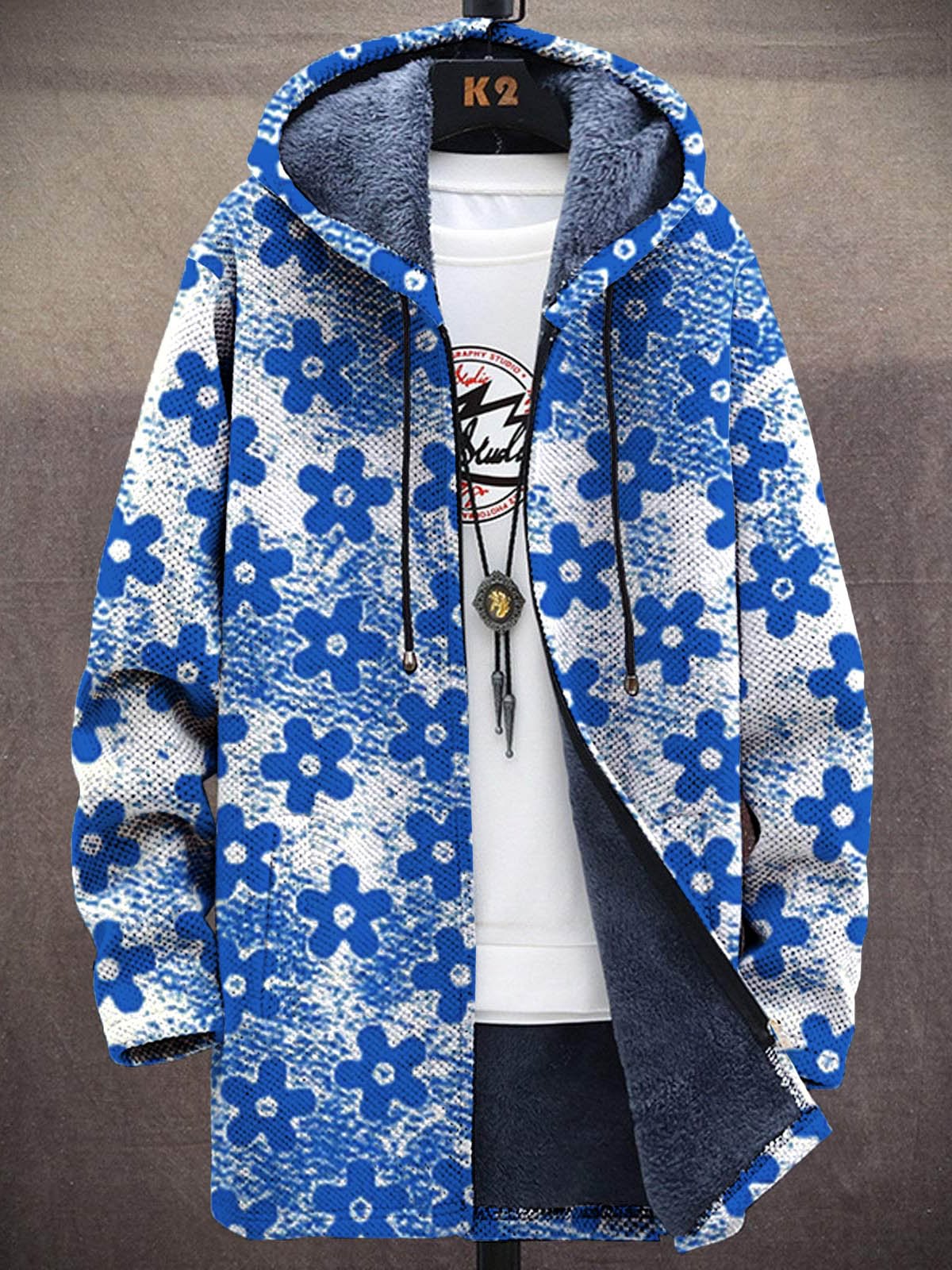 Unisex Colorful Flowers Print  - Longline Cardigan Knit review and price