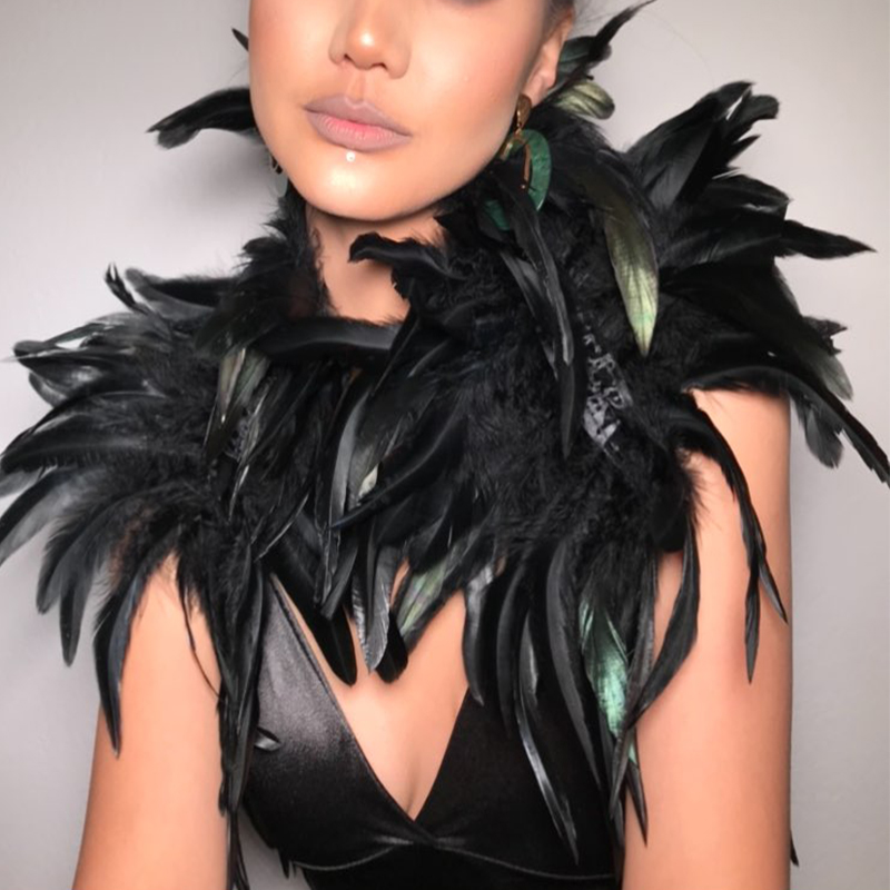 Black Natural Feather Shrug Sh - Women'S Fashion Harness review and price