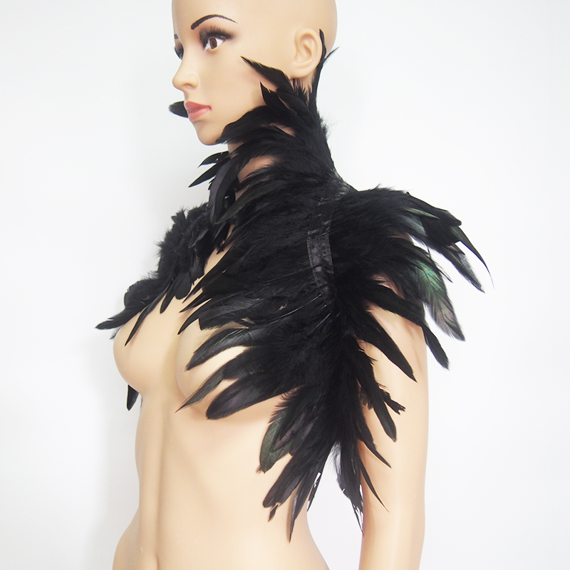 Black Natural Feather Shrug Sh - Women'S Fashion Harness review and price