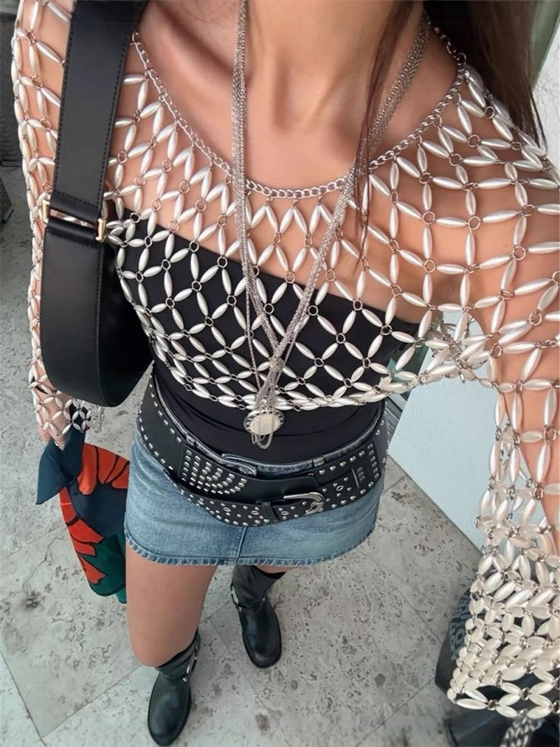 Women Long Sleeve White Beaded - Women'S Fashion Harness review and price