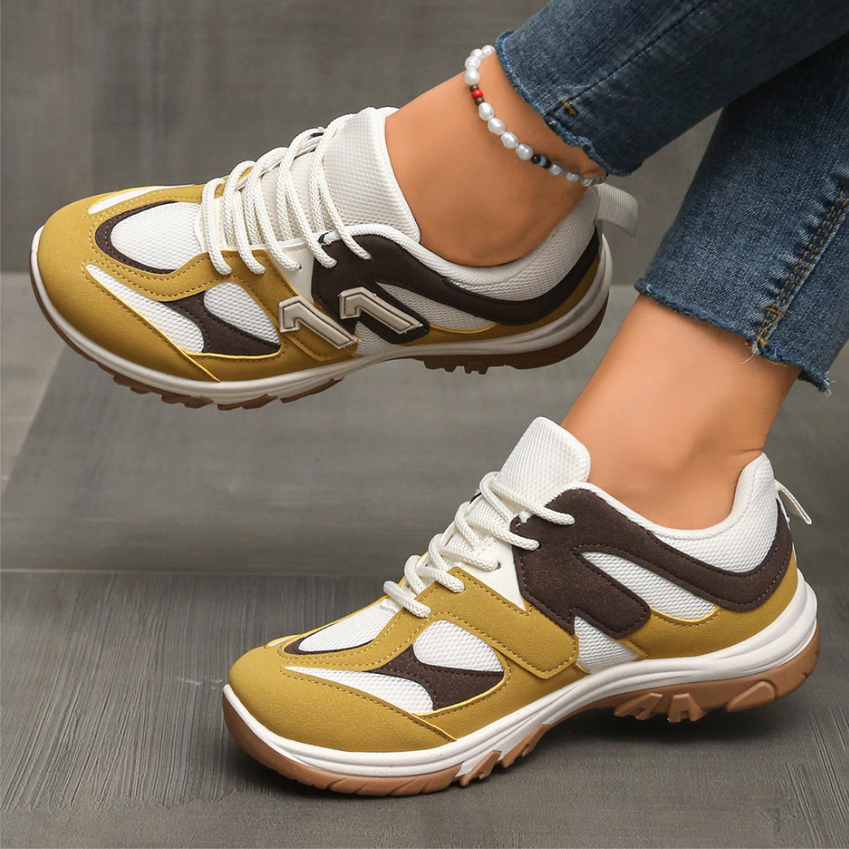 Fashion Gray Yellow Mix Color  - Women'S Yellow Fashion Sneakers review and price