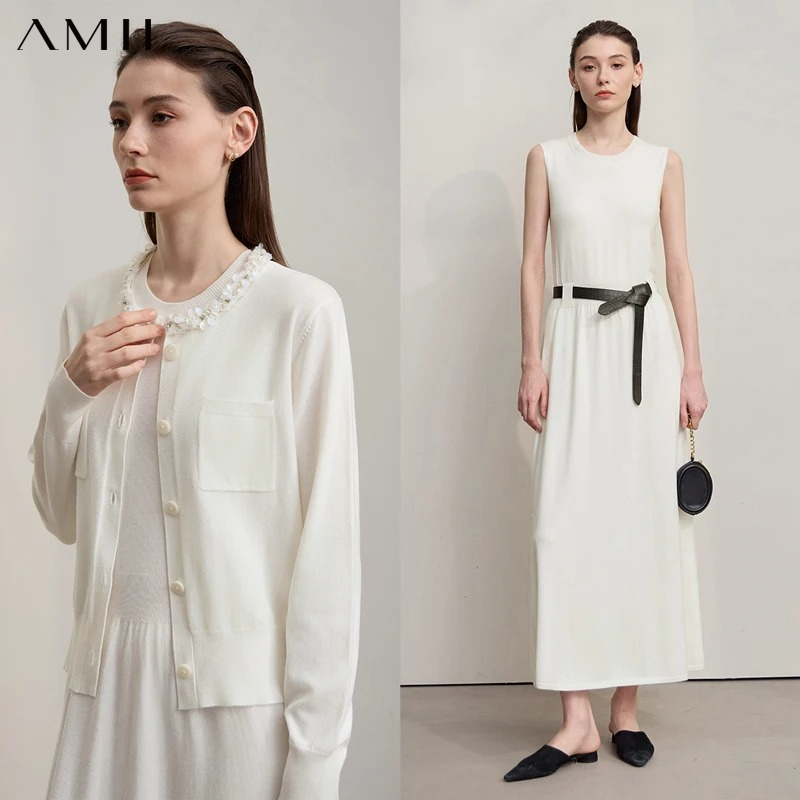AMII Midi Dresses 2026 Autumn  - Longline Cardigan Knit review and price