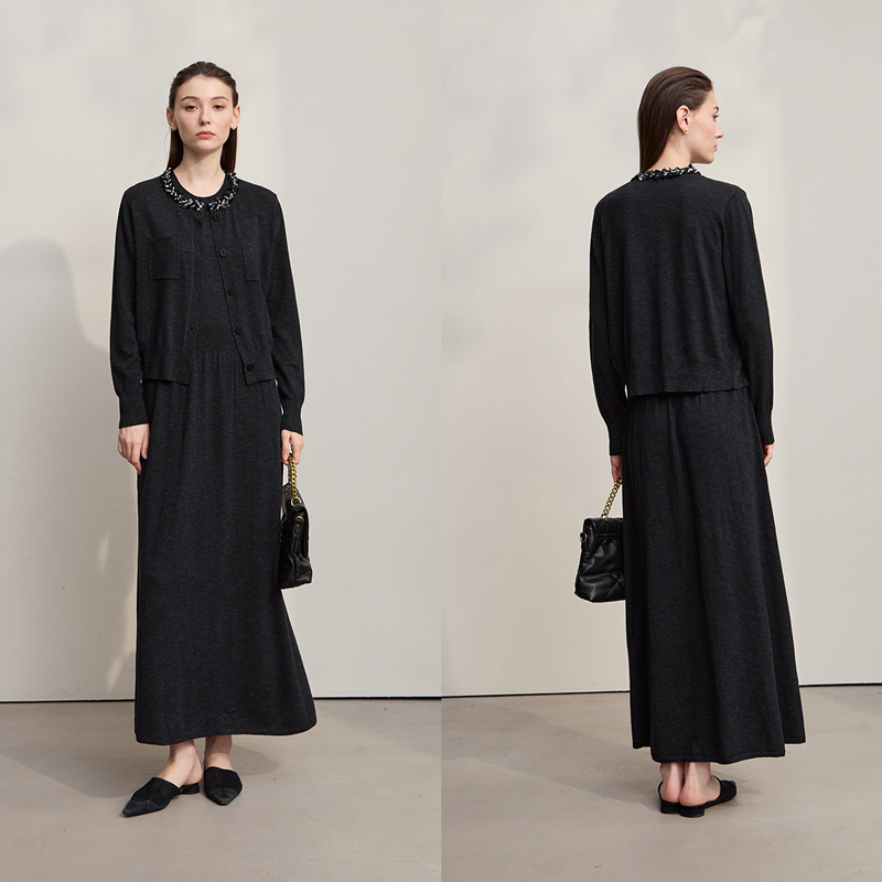 AMII Midi Dresses 2026 Autumn  - Longline Cardigan Knit review and price