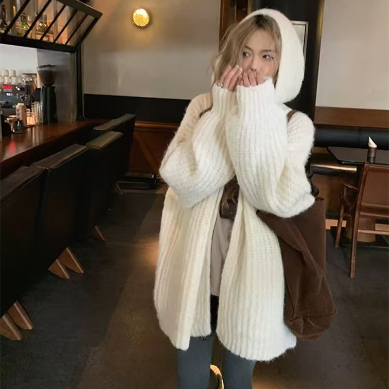 Chunky Knit Open Front Hooded  - Longline Cardigan Knit review and price